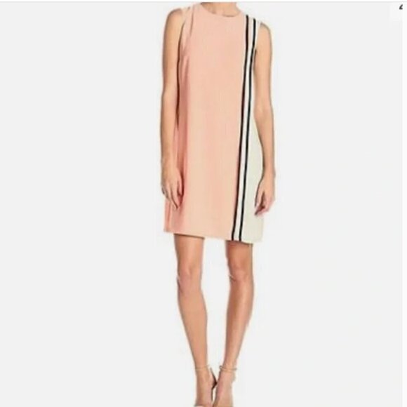 NWT Donna Morgan Sleeveless Piped Shift Dress Aloe Multi Size 14 - Picture 1 of 15